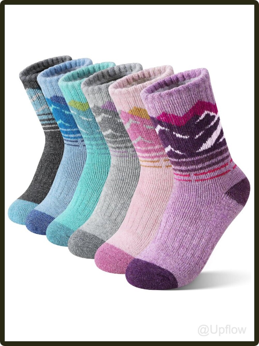 Girls Merino Wool Hiking Socks 6 Pack Thermal Crew Outdoor Winter Warm